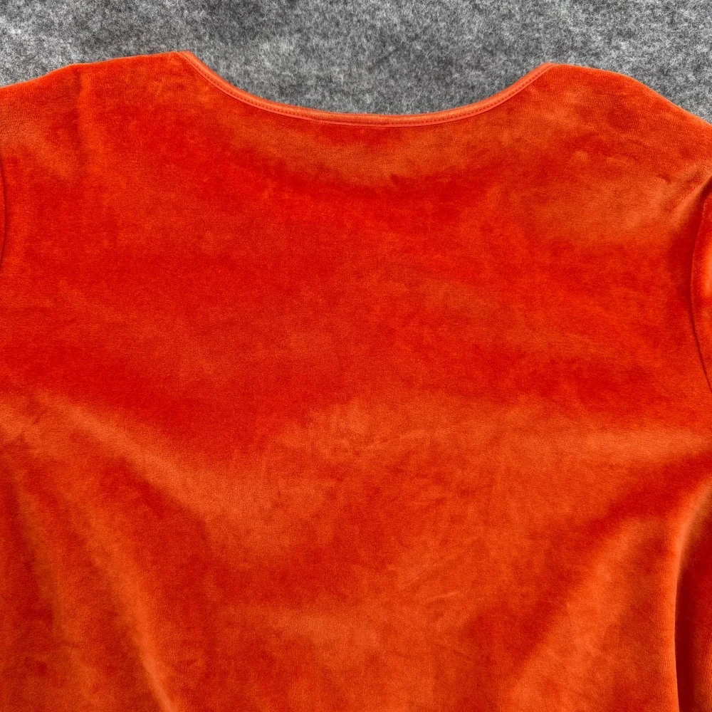 J. Jill Velour Cardigan Womens Large Orange Lace Velvet Trim Button Front Cotton - Picture 11 of 16
